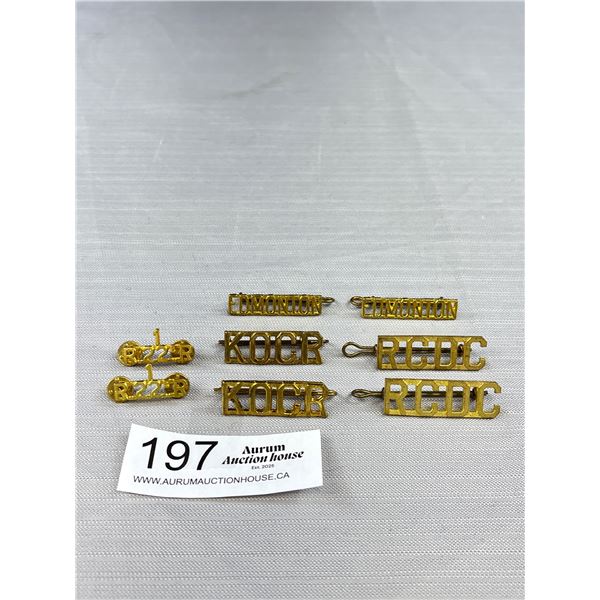 Nice Lot of Vintage Canadian Military Collars and Titles