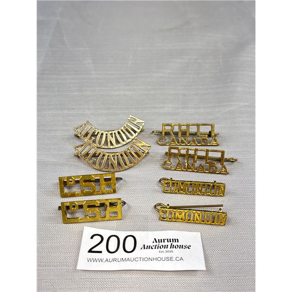 Nice Lot of Vintage Canadian Military Collars and Titles