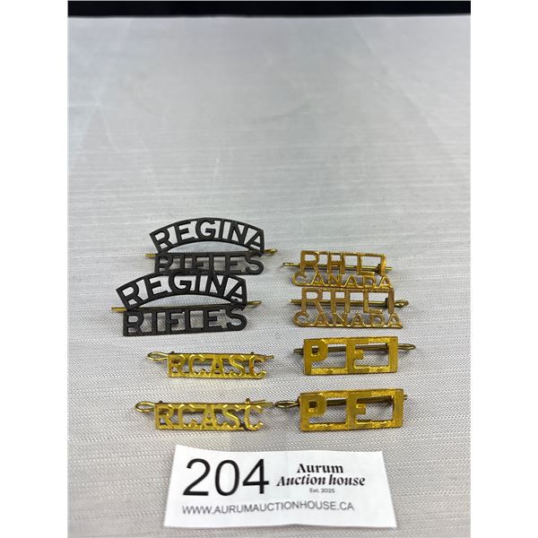 Nice Lot of Vintage Canadian Military Collars and Titles