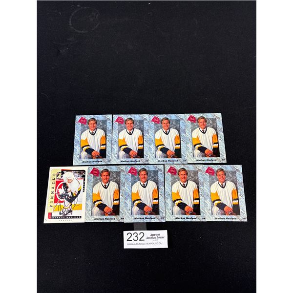 Lot of 9 Marcus Naslund Cards (8 Rookies) (1 Signature Card)