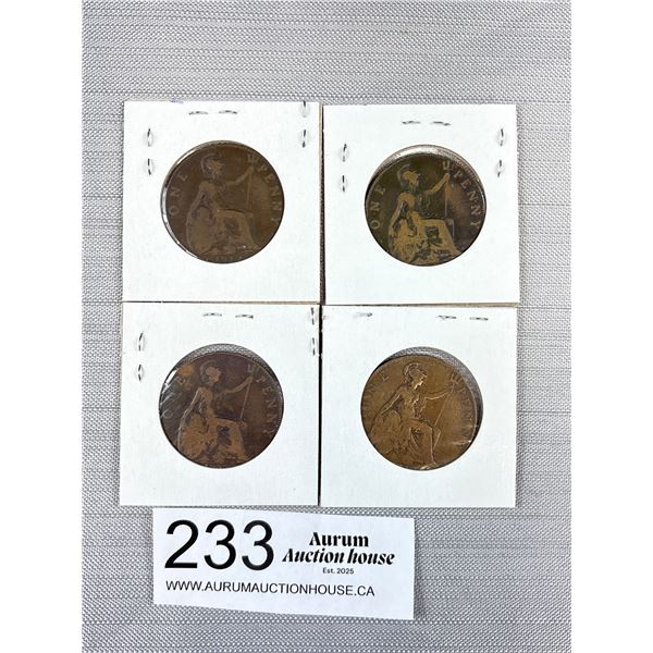 Lot of 4 1912 British Large Pennies