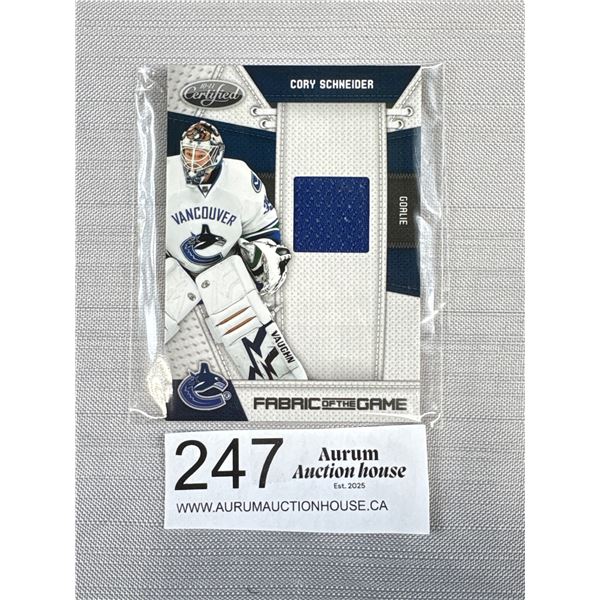 2010 Vancouver Canucks Cory Schneider Fabric of the Game Trading Card