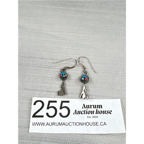 A Nice Pair of Howling Wolf Sterling Earrings
