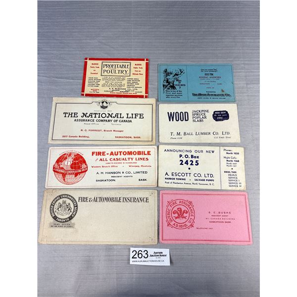 8 Vintage Advertising Ink Blotters 1920s