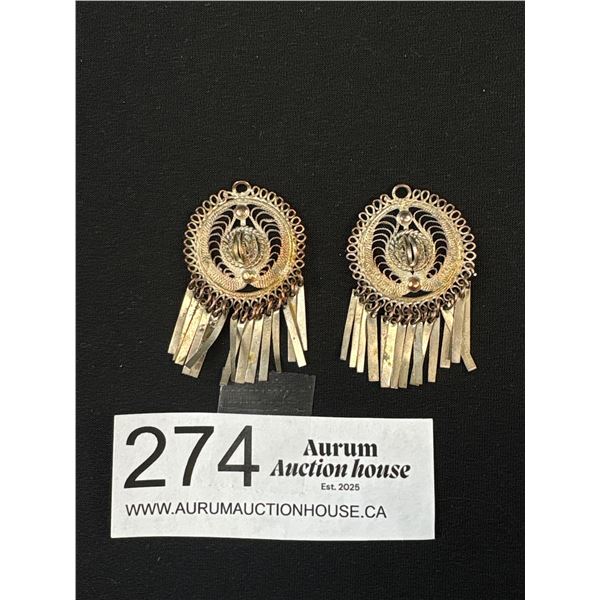Pair of Vintage Silver Filigree Pendants