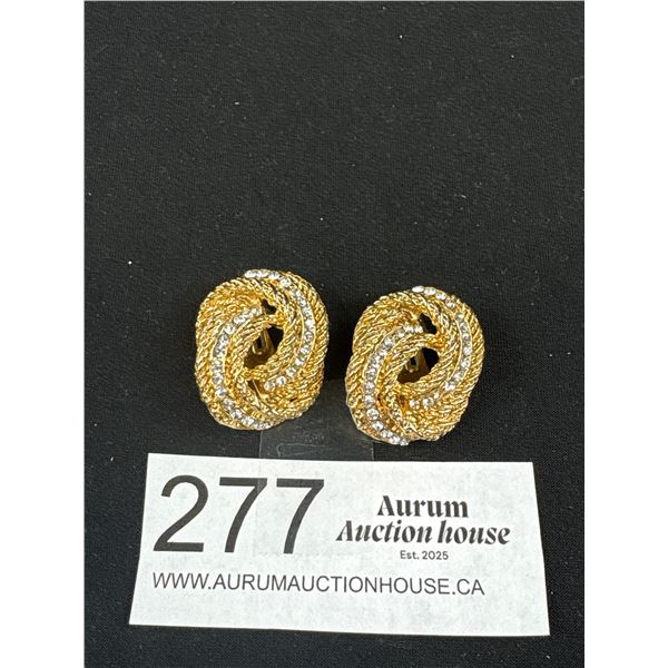 High Quality Pair of Vintage Goodtone Rhinestone Earrings