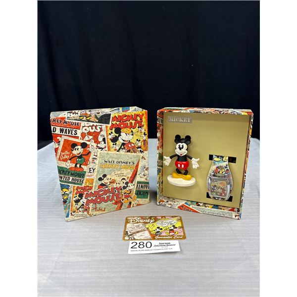 Very Nice Mickey Mouse Watch and Figurine in Box with Guarantee Card