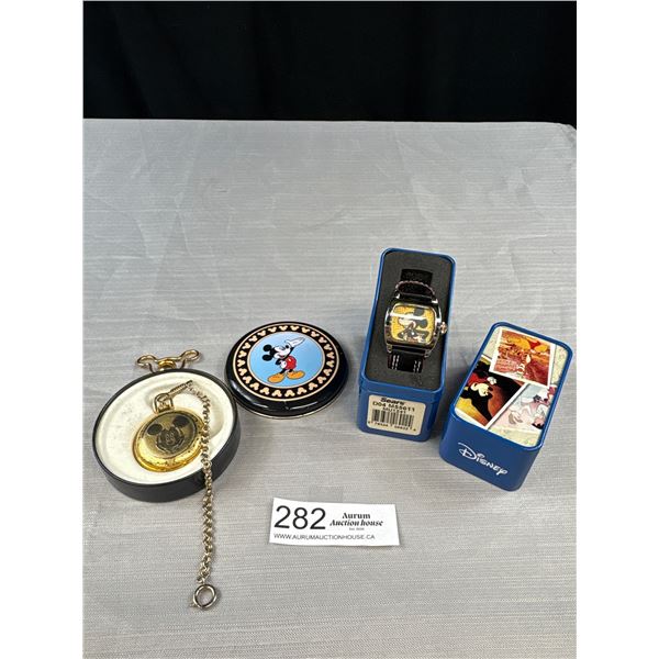 Very Nice Mickey Mouse Watch in Case + Mickey Mouse Pocket Watch