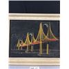 Image 2 : Vintage Mid Century String Art On Black Velvet Background of Bridge