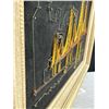 Image 3 : Vintage Mid Century String Art On Black Velvet Background of Bridge