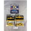 Image 1 : Lot of 3 Green Light Diecast Cars in Packages Taxi and Police Car