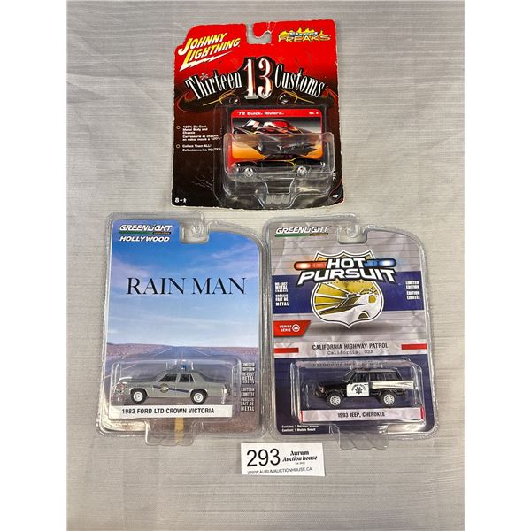 2 Green Light and Johnny Lightning Die Cast Cars in Packages