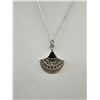 Image 2 : Sterling Silver w/ Black Onyx Stone Pendant w/ Chain, Marked 925