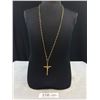 Image 1 : Vintage Black Stones Necklace w/ Cruzifix Cross Pendant, Marked Italy