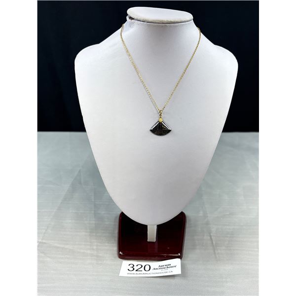 Gold Chain w/ Black Alaskan Diamond Stone Pendant Necklace Marked 1/20 14k G.F.