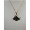 Image 2 : Gold Chain w/ Black Alaskan Diamond Stone Pendant Necklace Marked 1/20 14k G.F.