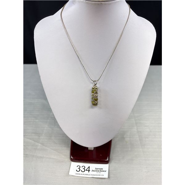 Silver Décor Glass Bottle Pendant w/ Chain Necklace