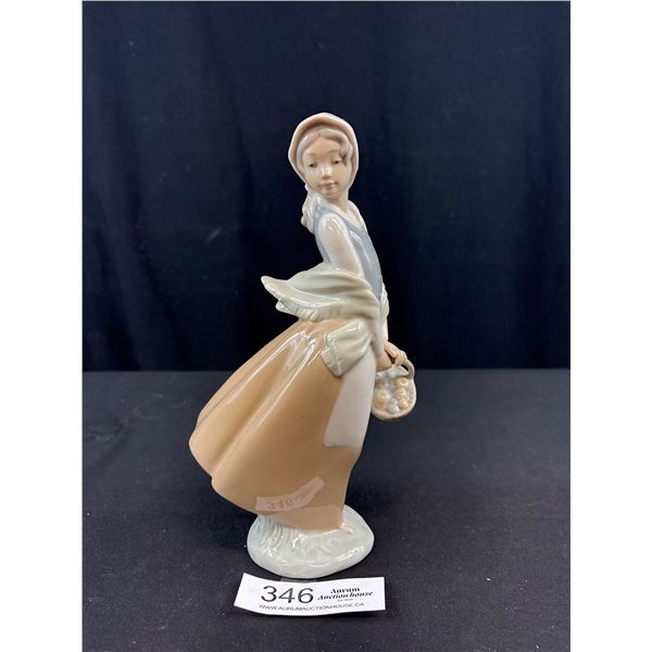 Very Nice Lladro Nao Porcelain Figurine of Girl with Basket