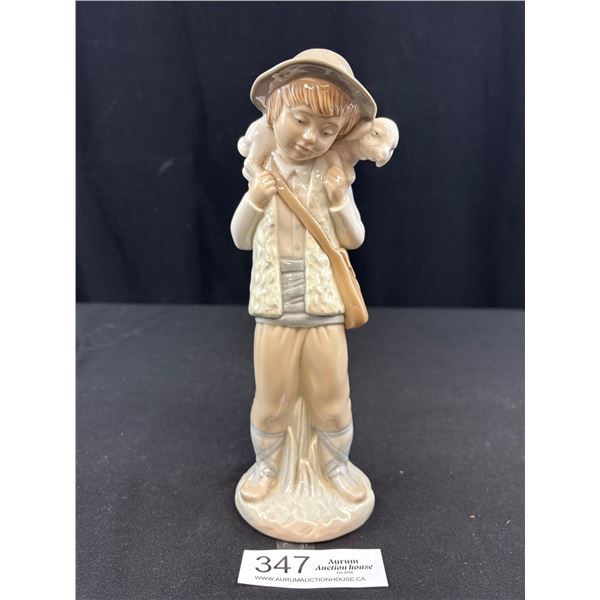 Very Nice Lladro Nao Porcelain Figurine Boy with Lamb