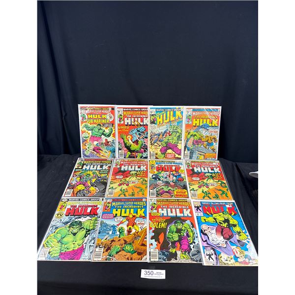 Lot of 12 Incredible Hulk Comics 25c to 40 cent on Board in Bag