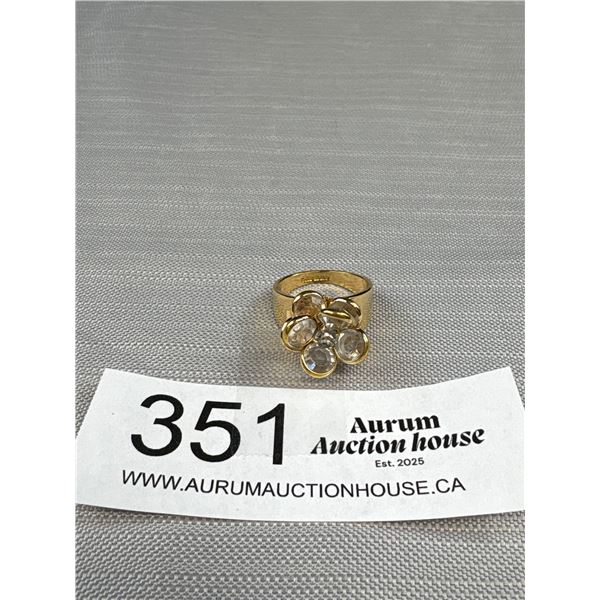 A Nice 14k Gold Plated Crystal Flower Ring