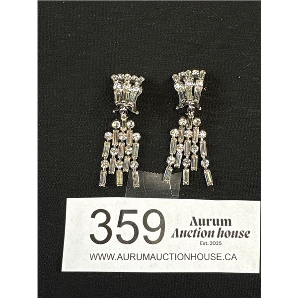 Pair of Marked (Western Germany) 1950s Rhinestone Earrings