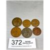 Image 1 : 6 Antique Copper Coins British Pennies + .5 Pennies