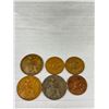 Image 2 : 6 Antique Copper Coins British Pennies + .5 Pennies