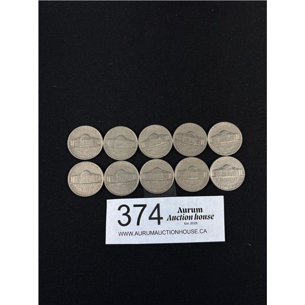 10 U.S Washington Head Nickels 1940's - 50s + 60s
