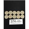 Image 3 : 10 U.S Washington Head Nickels 1940's - 50s + 60s