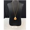 Image 1 : Vintage Large Lace Agate Stone Pendant w/ Chain Necklace