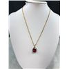 Image 2 : Vintage Hinged Bangle + Large Garnet Stone Pendant w/ Chain Necklace