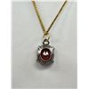 Image 4 : Vintage Hinged Bangle + Large Garnet Stone Pendant w/ Chain Necklace