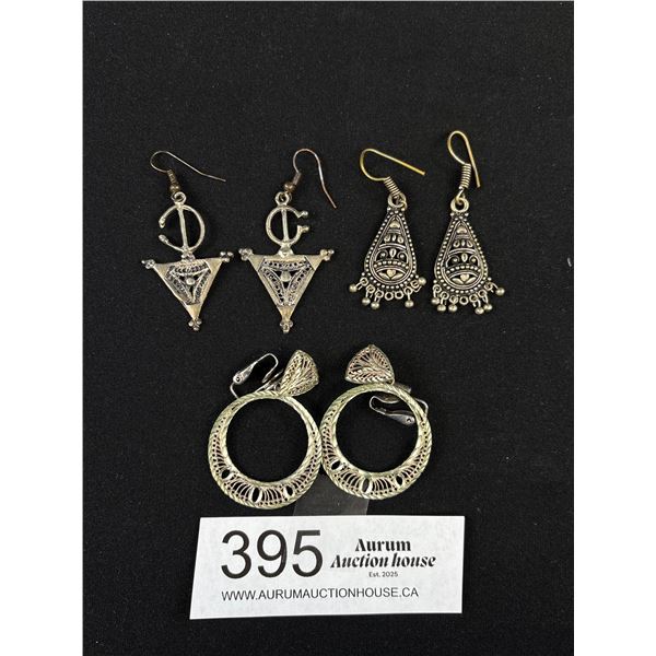 3 Pairs of Vintage Dangle Earrings