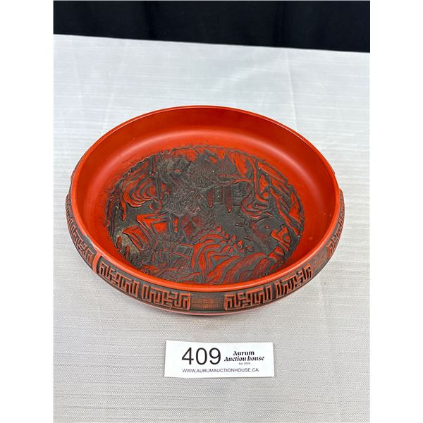 Vintage Asian 9" Cinnabar Bowl