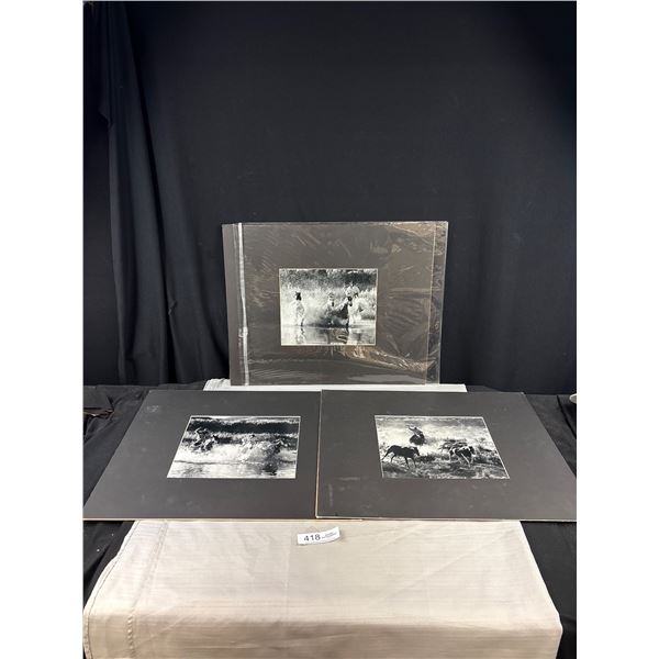 3 Matted Black and White Photos - 10" x 16"