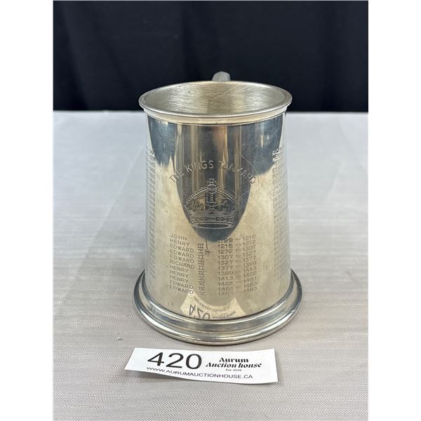 Mid-Century English Pewter 1 Pint 'The Kings Tankard'