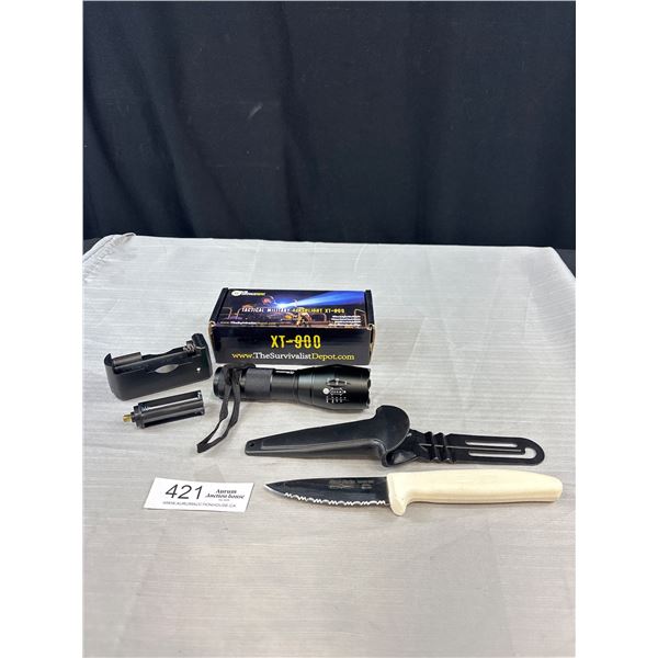 Tactical Military Flashlight a Dexter Russel Knife w/Sheath