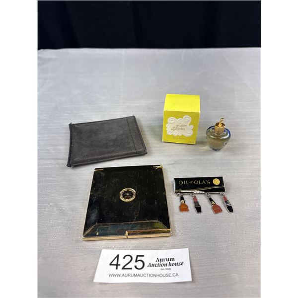 Vintage Estee Lauder Solid Perfume Compact and Ball Filigree Trinket Box