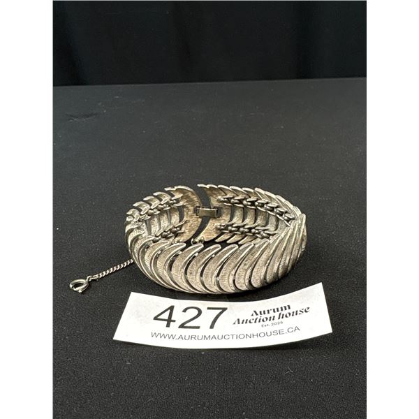 Unique Vintage Pewter? Bracelet w/ Safety Chain