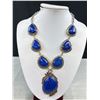 Image 3 : Vintage Genuine Lapis Color Stone Necklace Bracelet Earrings Set