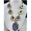 Image 4 : Vintage Genuine Lapis Color Stone Necklace Bracelet Earrings Set