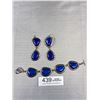Image 5 : Vintage Genuine Lapis Color Stone Necklace Bracelet Earrings Set