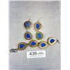 Image 6 : Vintage Genuine Lapis Color Stone Necklace Bracelet Earrings Set