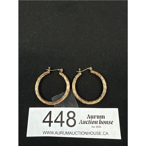 Vintage Gold Hoops Earrings Solid!