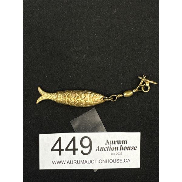 Antique Gold Plated Articulated Fish Pendant Moves!