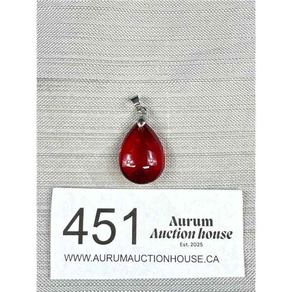 Vintage Ruby Color Cubachow Pendant Marked 18k GP