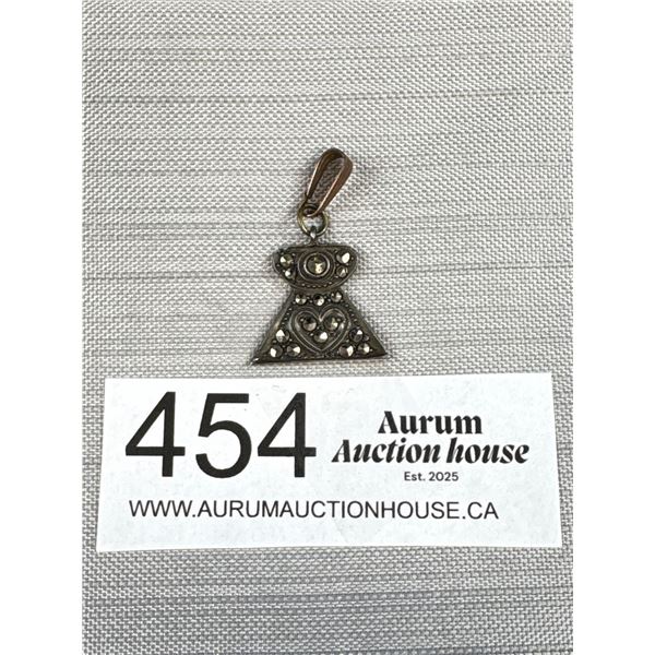 Antique Victorian C.1900 Marcasite Pendant Marked Sterling Germany
