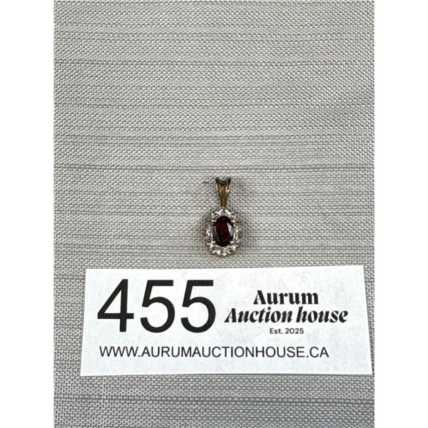Vintage Gold Garnet Stone Pendant