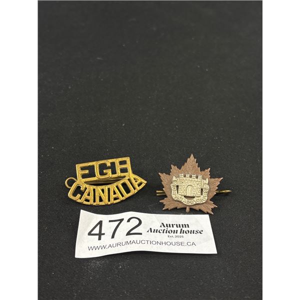 2 Fort Garry Horse Military Badges